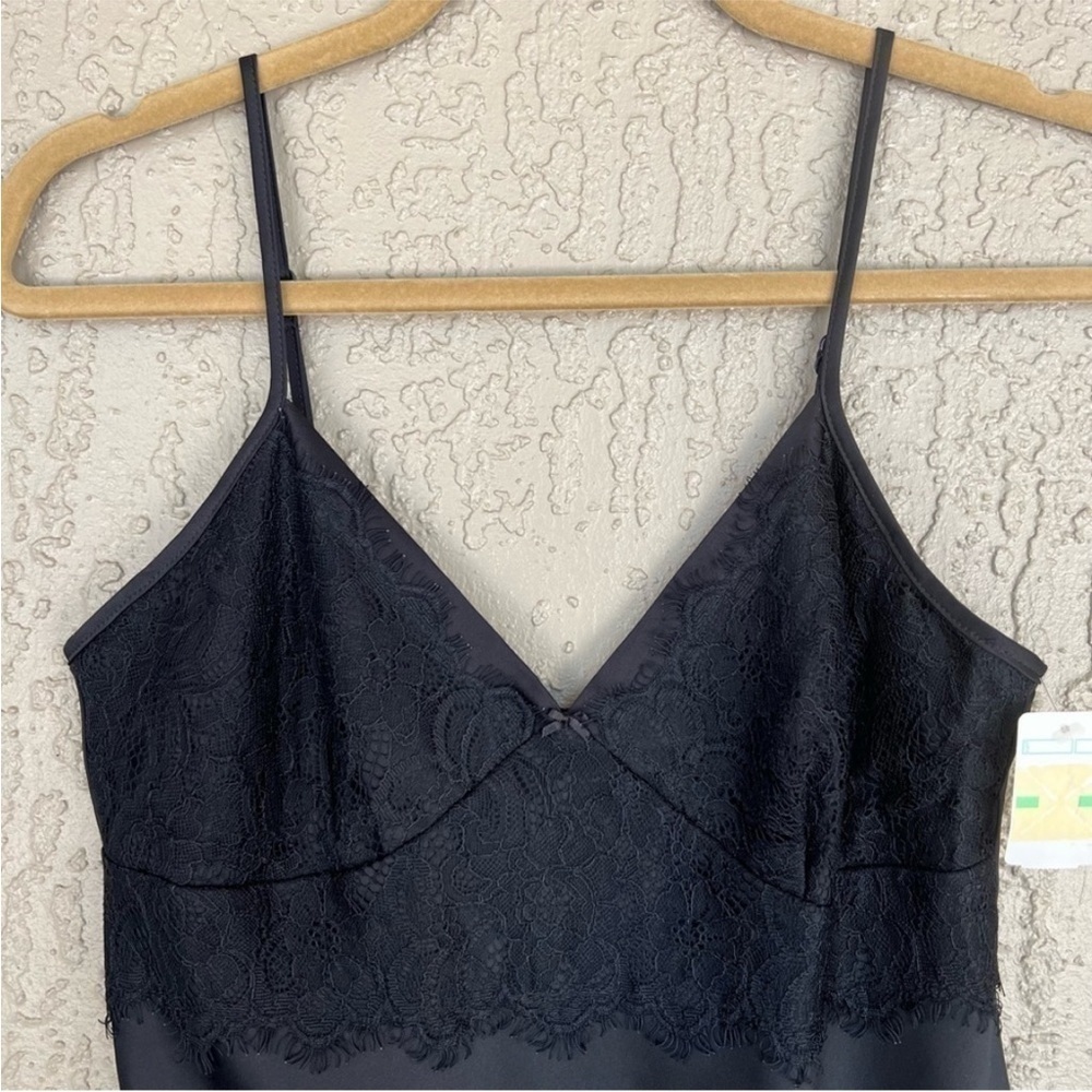Gilligan & O’Malley Vintage Black Lace Trim Nightgown Slip NWT - Picture 3 of 10